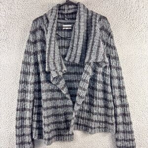 Lou Grey Cardigan Sweater‎ Womens Medium Gray Wool Alpaca Blend Open Front